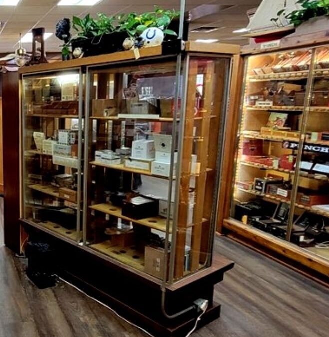 shelves with cigar